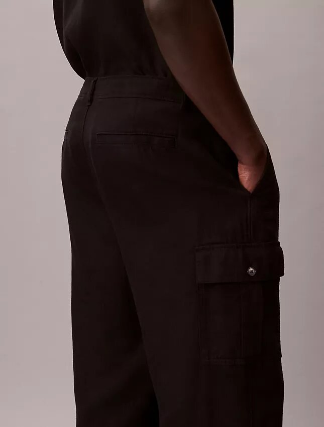 Pantaloni cargo dritti e comodi in lino e cotone Pantaloni cargo dritti e comodi in lino e cotone