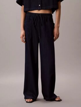 Pantaloni cargo in cotone e lyocell con elastico in vita