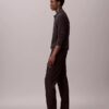 Pantaloni chino slim a zampa in raso di cotone Pantaloni chino slim a zampa in raso di cotone