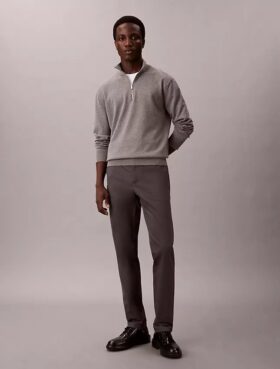 Pantaloni chino slim in raso di cotone