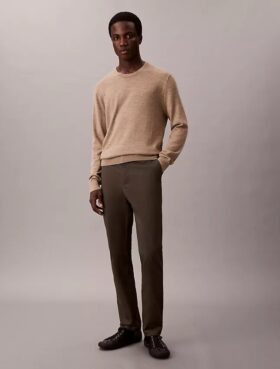 Pantaloni chino slim in raso di cotone