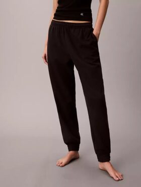 Pantaloni da jogging da notte in misto spugna di cotone