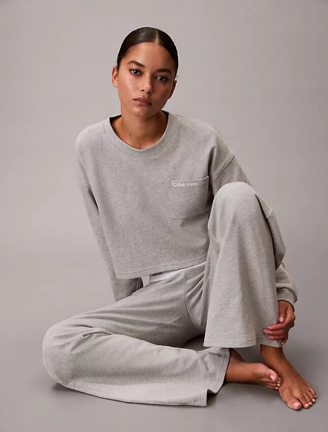 Pantaloni da notte in jersey di cotone con logo Pantaloni da notte in jersey di cotone con logo