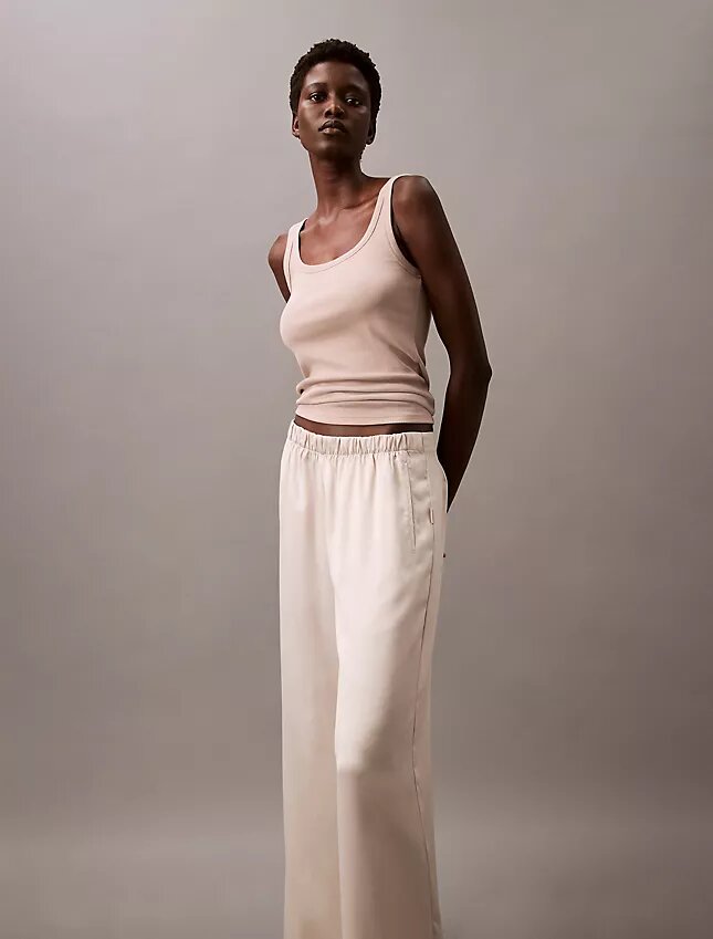 Pantaloni da notte in raso a gamba larga Pantaloni da notte in raso a gamba larga