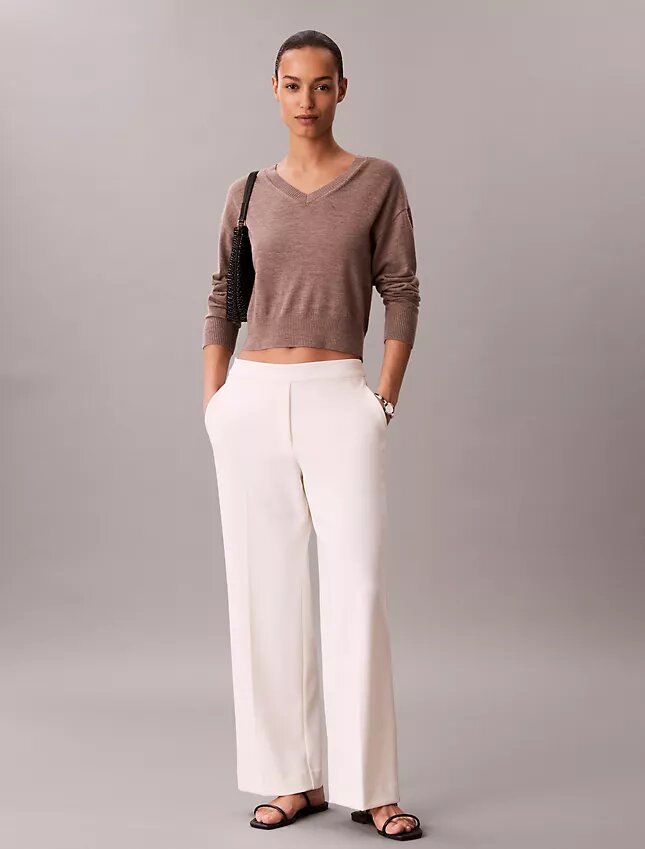 Pantaloni da viaggio in crêpe elasticizzato Pantaloni da viaggio in crêpe elasticizzato