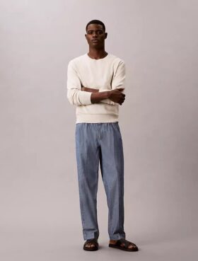 Pantaloni dritti in chambray senza chiusura