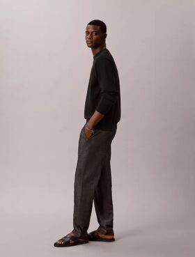 Pantaloni dritti in chambray senza chiusura