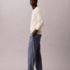 Pantaloni dritti in chambray senza chiusura Pantaloni dritti in chambray senza chiusura