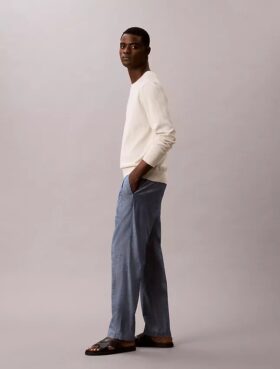 Pantaloni dritti in chambray senza chiusura