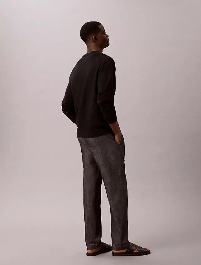 Pantaloni dritti in chambray senza chiusura Pantaloni dritti in chambray senza chiusura