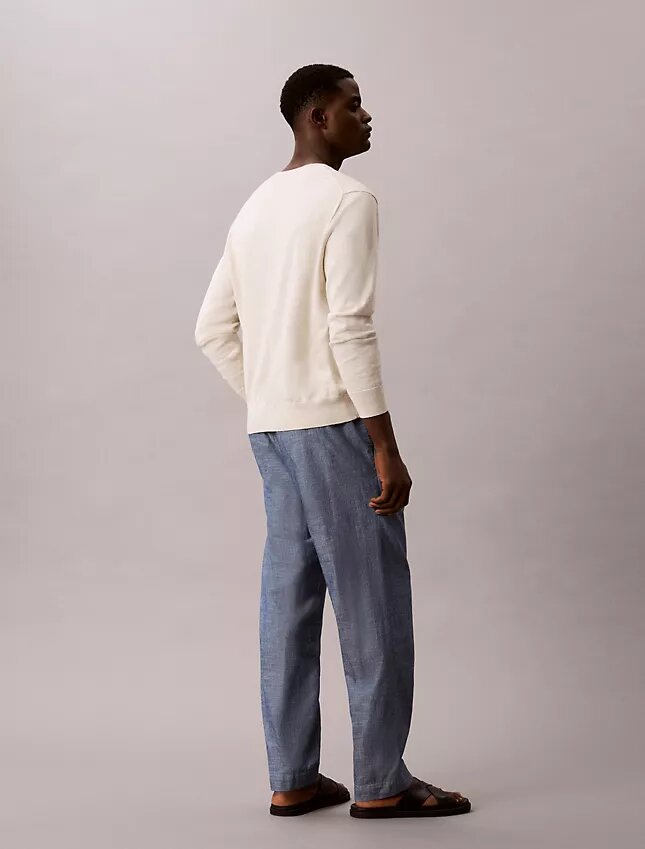 Pantaloni dritti in chambray senza chiusura Pantaloni dritti in chambray senza chiusura