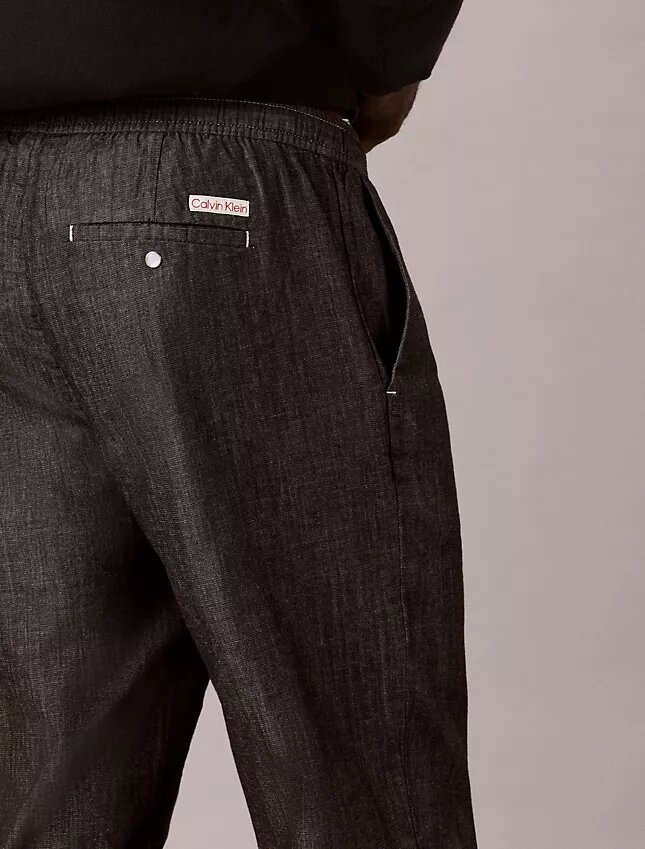 Pantaloni dritti in chambray senza chiusura Pantaloni dritti in chambray senza chiusura