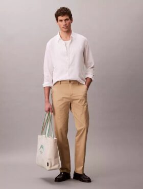 Pantaloni dritti in cotone Stretch