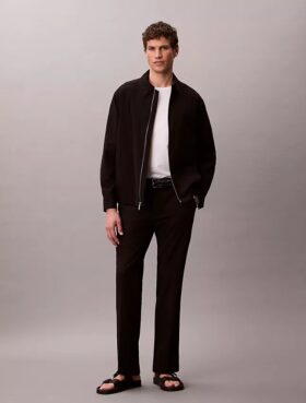 Pantaloni dritti in seersucker