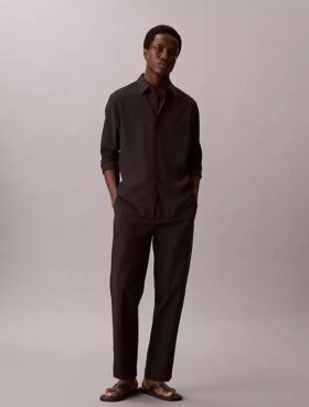 Pantaloni dritti in seersucker