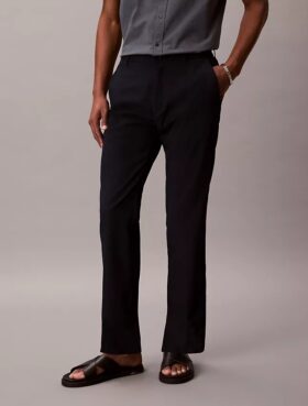 Pantaloni dritti in seersucker