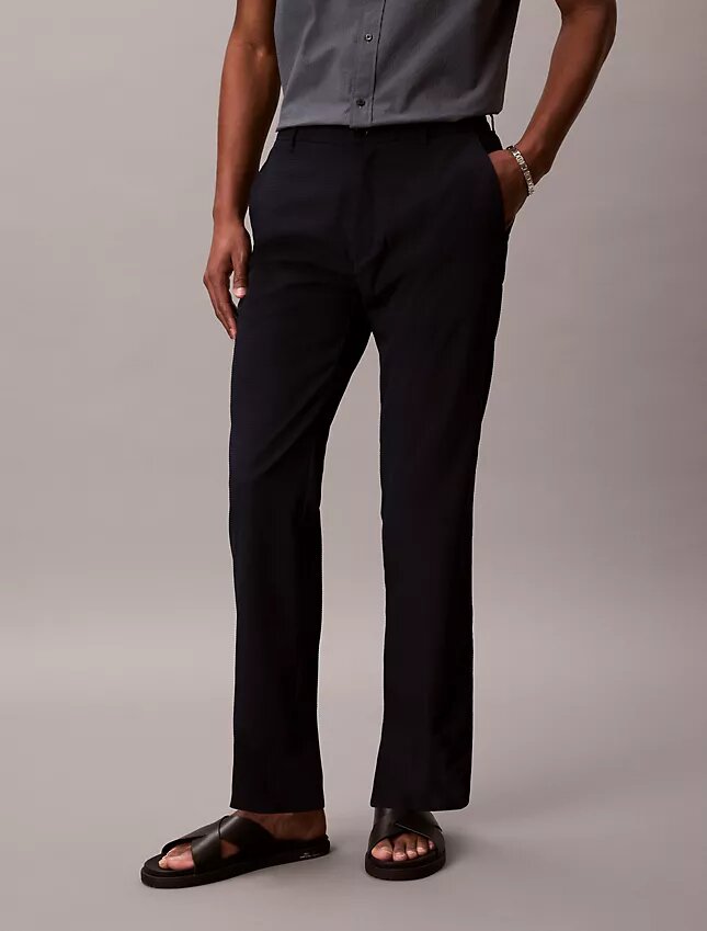 Pantaloni dritti in seersucker Pantaloni dritti in seersucker
