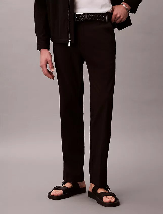 Pantaloni dritti in seersucker Pantaloni dritti in seersucker