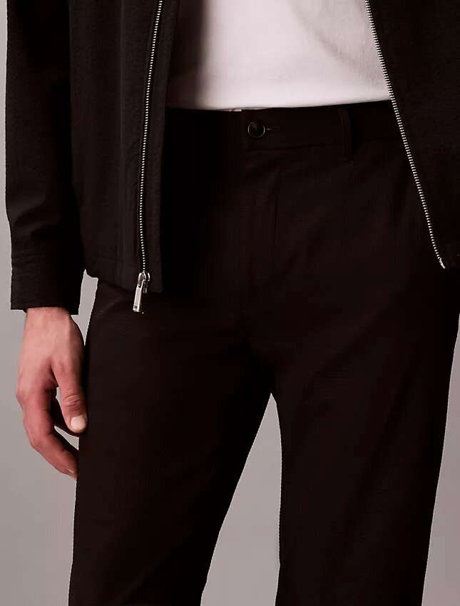 Pantaloni dritti in seersucker Pantaloni dritti in seersucker