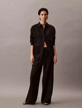 Pantaloni in lino e cotone senza chiusura