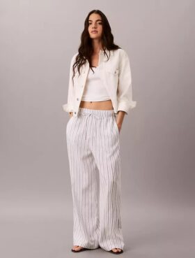 Pantaloni in lino e cotone senza chiusura