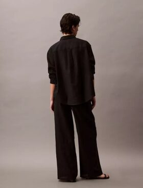 Pantaloni in lino e cotone senza chiusura