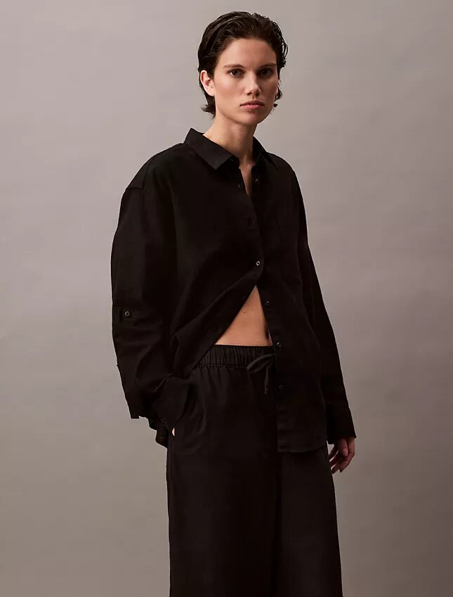 Pantaloni in lino e cotone senza chiusura Pantaloni in lino e cotone senza chiusura