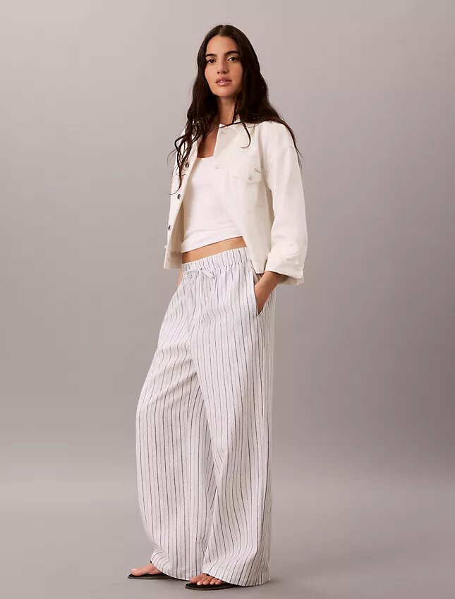 Pantaloni in lino e cotone senza chiusura Pantaloni in lino e cotone senza chiusura