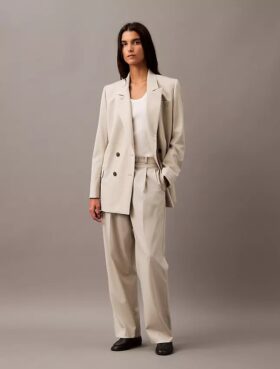Pantaloni in misto gabardine di lana con pieghe