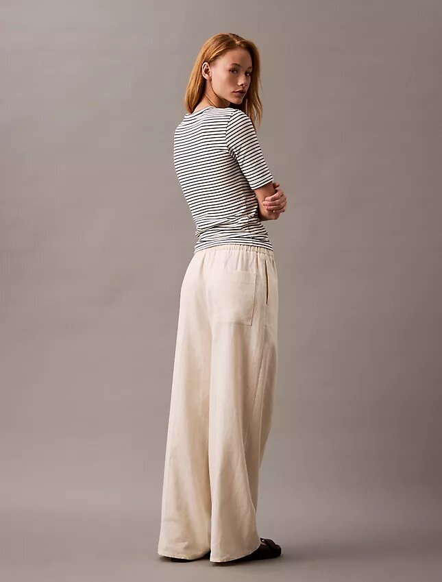 Pantaloni in misto lino e cotone con coulisse Pantaloni in misto lino e cotone con coulisse