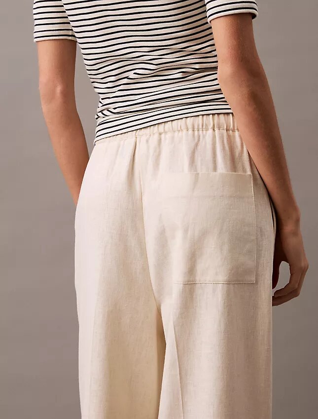 Pantaloni in misto lino e cotone con coulisse Pantaloni in misto lino e cotone con coulisse