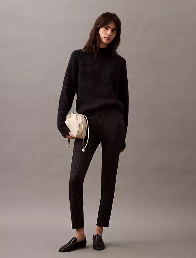 Pantaloni skinny in ponte con stampa a spina di pesce Pantaloni skinny in ponte con stampa a spina di pesce