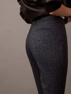 Pantaloni skinny in ponte con stampa a spina di pesce