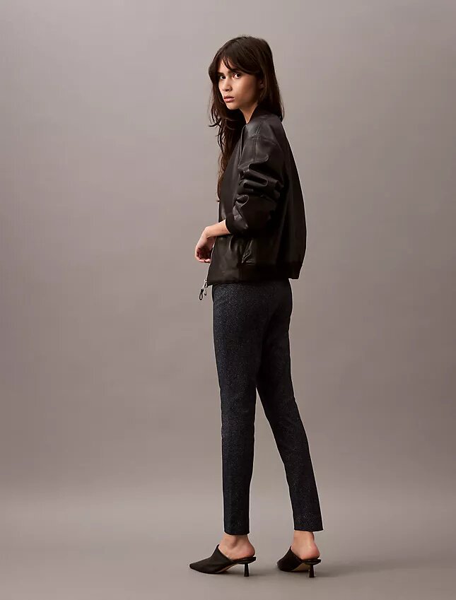 Pantaloni skinny in ponte con stampa a spina di pesce Pantaloni skinny in ponte con stampa a spina di pesce