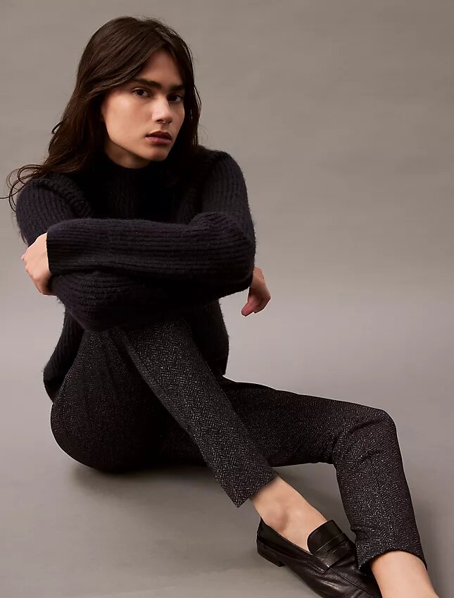 Pantaloni skinny in ponte con stampa a spina di pesce Pantaloni skinny in ponte con stampa a spina di pesce