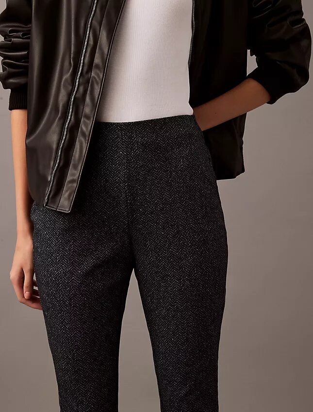 Pantaloni skinny in ponte con stampa a spina di pesce Pantaloni skinny in ponte con stampa a spina di pesce