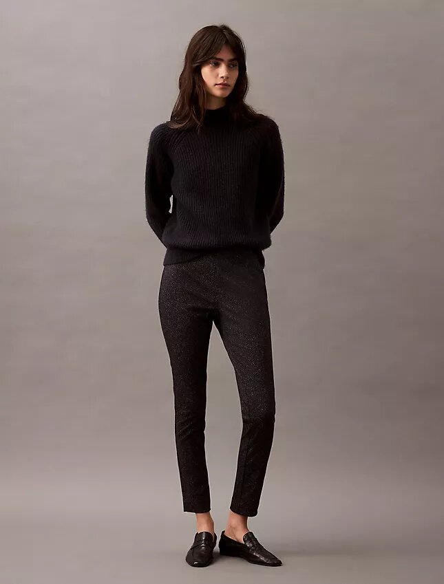 Pantaloni skinny in ponte con stampa a spina di pesce Pantaloni skinny in ponte con stampa a spina di pesce