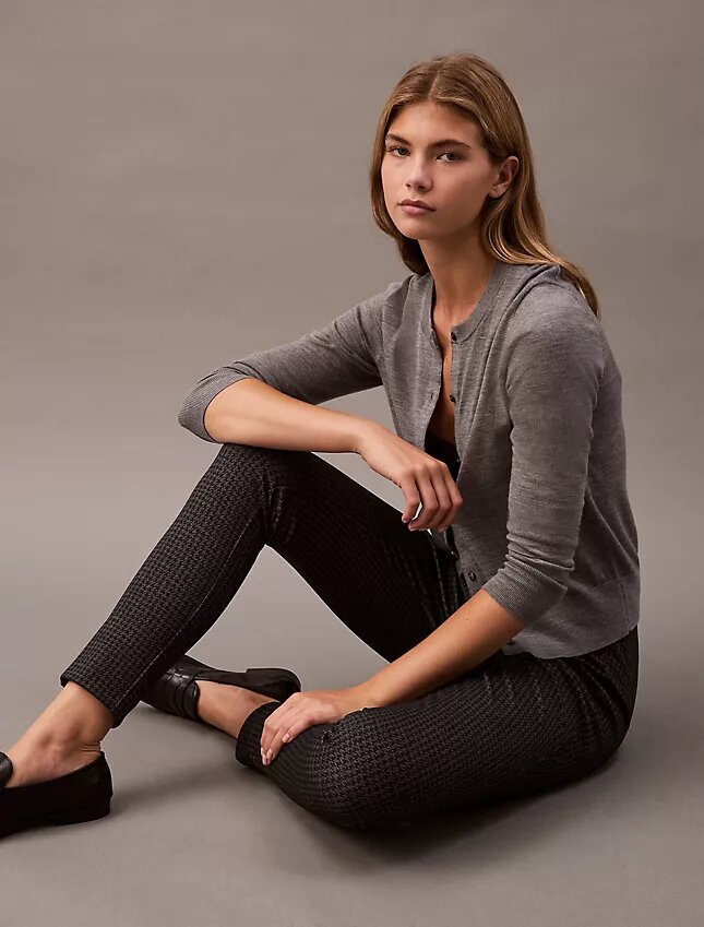 Pantaloni skinny in ponte con stampa pied-de-poule Pantaloni skinny in ponte con stampa pied-de-poule