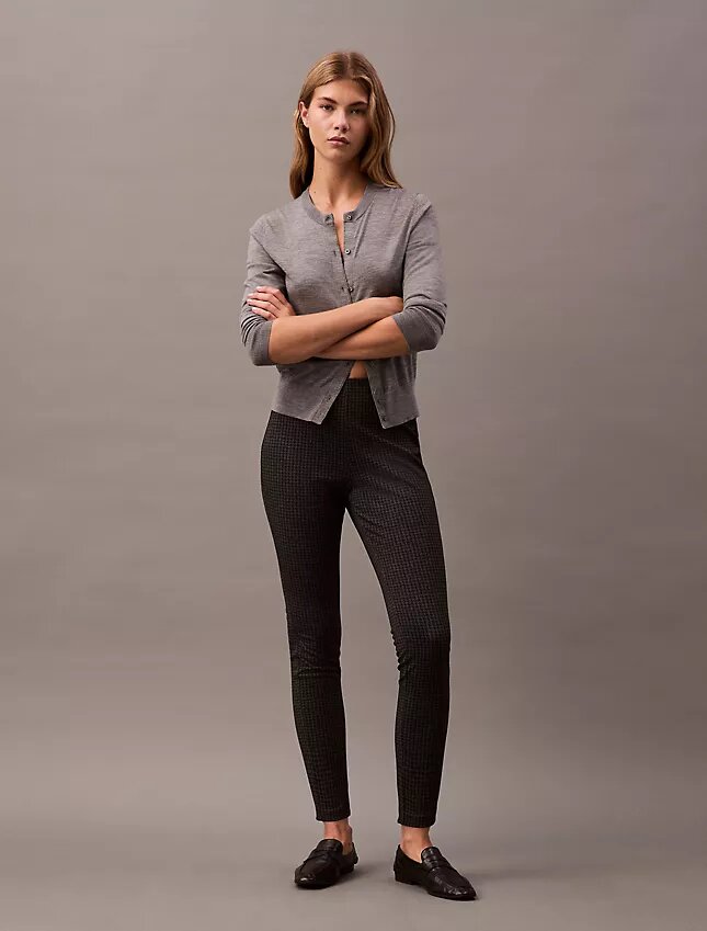 Pantaloni skinny in ponte con stampa pied-de-poule Pantaloni skinny in ponte con stampa pied-de-poule
