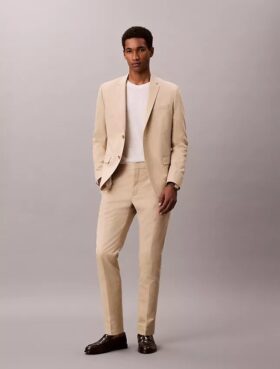 Pantaloni slim in misto lino