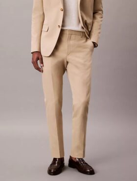 Pantaloni slim in misto lino