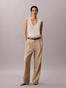 Pantaloni su misura a gamba larga in misto lino