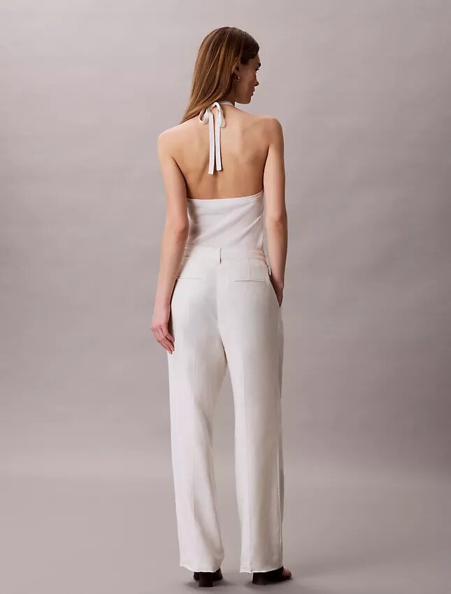 Pantaloni su misura a gamba larga in misto lino Pantaloni su misura a gamba larga in misto lino