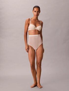 Perizoma minimalista in rete a vita alta Thong