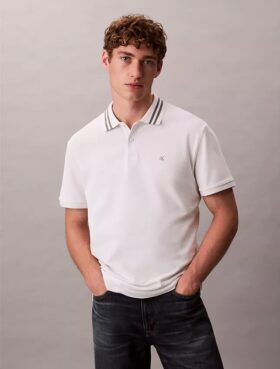 Polo classica con bordi in piqué e Monogram