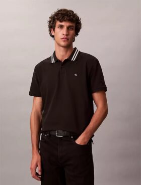 Polo classica con bordi in piqué e Monogram