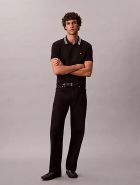 Polo classica con bordi in piqué e Monogram