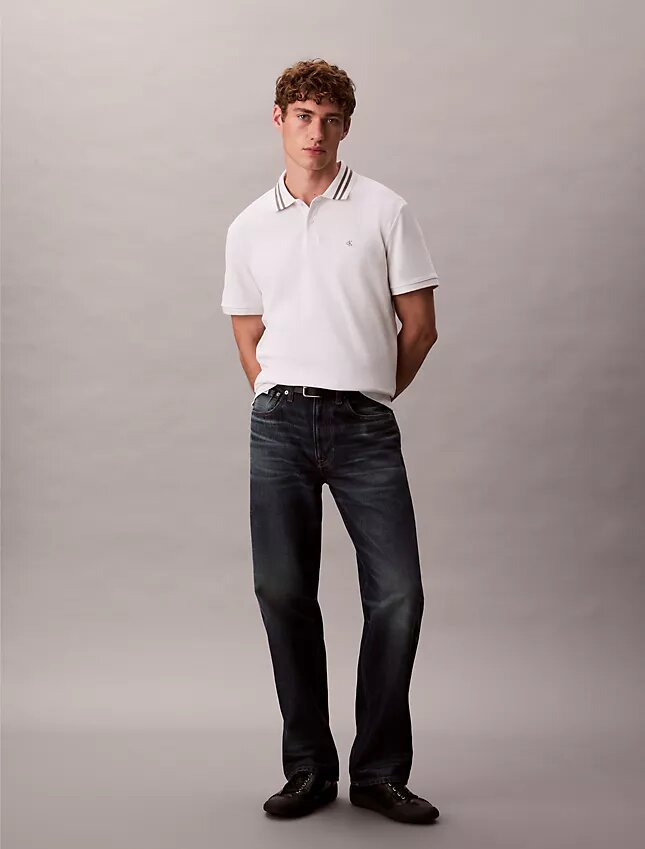 Polo classica con bordi in piqué e Monogram Polo classica con bordi in piqué e Monogram