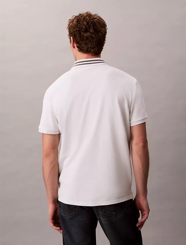 Polo classica con bordi in piqué e Monogram Polo classica con bordi in piqué e Monogram