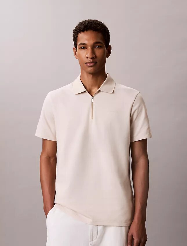 Polo con zip a spina di pesce Polo con zip a spina di pesce